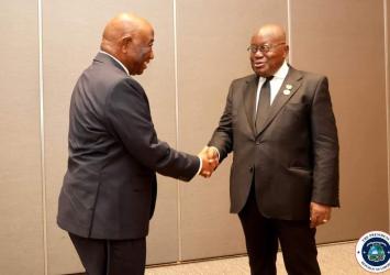 President Boakai had the honor of meeting with President Nana Akufo-Addo, the esteemed President of the Republic of Ghana, ahead of the Korea-Africa Business Summit. President Akufo-Addo is among the distinguished African leaders gathered in the vibrant city of Seoul for the Korea-Africa Summit, hosted by the government and the people of South Korea. This summit represents a significant opportunity to strengthen economic ties and foster collaboration between Africa and Korea.